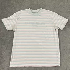 GUESS Shirt Mens Medium Blue Pink Striped ASAP Rocky x GUE$$ Embroidered Tee