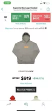 Supreme FW17 Orange Box Logo Hoodie Hooded Sweatshirt Heather Gray Size Large