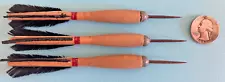 VTG SET OF 3 DARTS THROWING ANTIQUE WOOD FEATHER METAL TIP RUSTIC VINTAGE