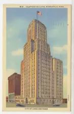 MN Postcard Telephone Building - Minneapolis 1942 vintage Curt Teich linen G7