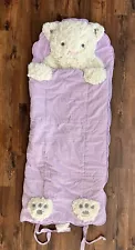 Pottery Barn Kids Shaggy Head Kitty Cat Sleeping Bag Purple Gingham 29"W x71"L