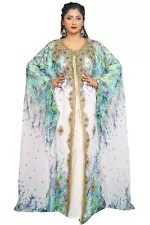 SALE Dubai Moroccan Kaftan Women Abaya Farasha Printed Dress Jilbab Arabian BF 2