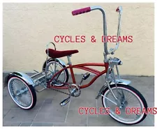 16" LOWRIDER TRIKE , METTALIC RED FRAME, 72 SPOKES WHEEL, RED LINE TIRES