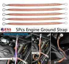 (5Pcs) 11.4" Car Truck Firewall Body Frame Copper Engine Ground Strap Cable Kit (For: Chevrolet Spark)