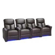 Seatcraft Raleigh Home Theater Seating Brown Leather Gel, Manual Recline, LED