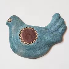 Vintage Studio Pottery Blue Bird with Sun decorative tile for kitchen or garden