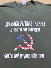 Anti-Trump Impeachment Putin's Puppet Donald Trump Democrat Political T Shirt L