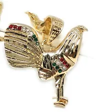 Gallo Medalla Gold Plated Chicken Rooster Pendant Necklace 26" Cadena Oro Lamina