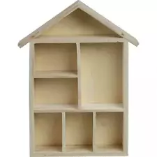 Shelving System 7 Compartment House Shaped Wooden Display Shelves Craft To Paint