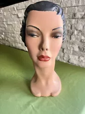 Vintage Mannequin Head Hat Millinery Store Display Lady “Jane Russel” 15”