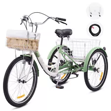 Secondhand 24"/26'' 7 Speed Adult Tricycle Trike 3 Wheel Bike Front Rear Baskets