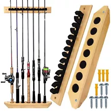 THKFISH Fishing Rod Racks Fishing Rod Holders for Garage Wood Fishing Pole Wa...