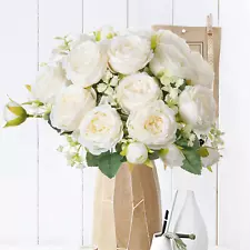 Artificial Silk White Peonies Used for Home Room Vase Decoration Christmas