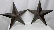 Lot of 2 Metal Barn Stars 12" Rustic Metal Primitive Western Hanging Wall Decor