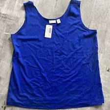 Chicos Tank Top Women Sz 3 Royal Blue Round Neck Microfibre Spandex NWT