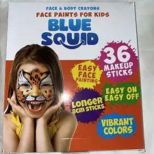 Blue Squid Face Paint - 36 Washable Body Paint Crayons