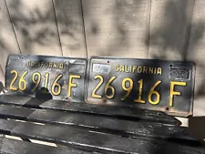 Vintage Pair Of Black California License Plates (26916F)