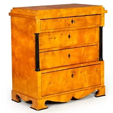 19th Century Biedermeier Antique Karelian Birch Chest of Drawers Commode