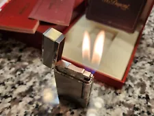 S.T. Dupont Lighter Ligne 2 Briquets Dual Flame Brushed Palladium w/Box & Papers