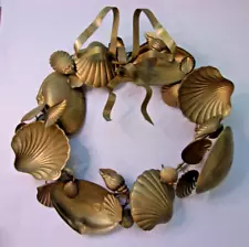 Vintage Brass Seashell Dresden Wreath Petite Choses 11"