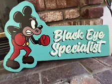 Hand Painted tattoo shop Sign Sailor Jerry Barber Sign Black Eye Pin Striping