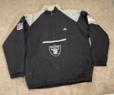 Vintage 90s Apex One NFL Oakland Raiders Zip Up Jacket Size Large Silver Black