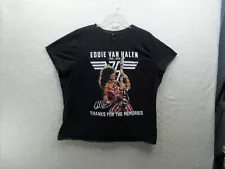 Eddie Van Halen Thanks For the Memories Womens Black Graphic T Shirt Size 2XL