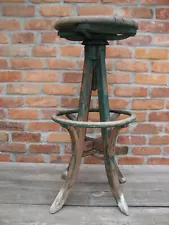 VTG Antique Pat. 1895 Drafting Table Wood Chair Bar Stool 32" Industrial Swivel