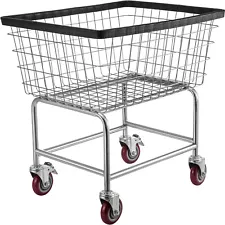 VEVOR Commercial Wire Laundry Basket Cart 2.5 Bushel 22''x27''x27.5''4'' Wheels