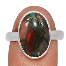 Natural Blood Stone - India 925 Sterling Silver Ring Jewelry s.8.5 CR50014