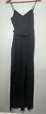 $398 NWT Polo Ralph Lauren Women's Black Solid Wide Leg Belted Jumpsuit Sz 2