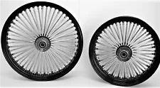 FAT SPOKE WHEELS 21 & 16" BLACK FRONT/REAR HARLEY SPORTSTER DYNA SUPER GLIDE LOW