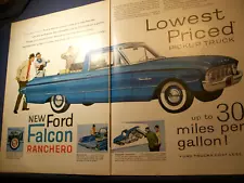 1960 Ford Falcon RANCHERO pickup large-mag 2-pg car ad