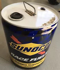 Vintage Sunoco Racing Fuel 112 Supreme Leaded 5 Gallon Metal Can NASCAR Empty