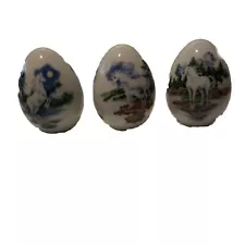 Princeton Gallery 1993 Unicorn Eggs Lot Of 3 Handcrafted Taiwan