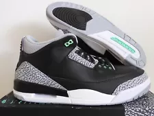 NIKE AIR JORDAN 3 RETRO BLACK-GREEN GLOW-WOLF GREY SZ 17 [CT8532-031]