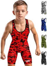 Exxact Sports Camoflage Wrestling Singlet for MMA, Powerlifting Singlet Youth