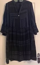 Beautiful Made In Italy Blue Black Greek Archaic Kori Style Winter Dress Size XL