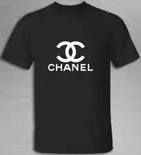 BIG SALE---CHANEL black Logo T Shirt made in USA SIZE S-5XL