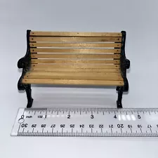 Dollhouse Miniature Mini Park Bench Metal / Wood Slats Garden - A257