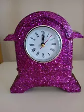 Resin Mantel Clock Purple Glitter