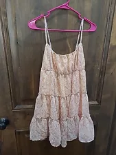 Aeropostale Juniors Sun Dress Size M Pink Floral Lace Spaghetti Straps