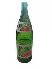 Vintage Mountain Dew 32 oz Green Glass Bottle Soda Pop Return For Deposit