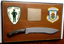 UNIQUE JOLLY GREEN AIR RESCUE SERVICE PRESENTATION PLAQUE / BOLO KNIFE