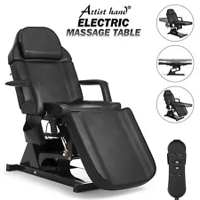 Black Full Electric Heavy Duty 3-Motors Massage Table Facial Bed Beauty w/Remote