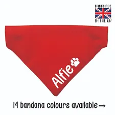 Handmade Personalised Dog Bandana Slide on Collar Neckerchief Scarf One Name