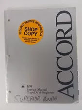 Honda Accord 1998 Service Manual for Coupe L4/V6 Supplement Shop Guide OEM