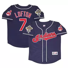 Kenny Lofton #7 Cleveland Indians Alt World Series MEN Stitched Jersey Navy Blue