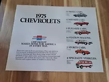 1975 CHEVROLETS SALES BROCHURE CATALOG CORVETTES IMPALAS SUBURBAN CAMAROS NOVAS