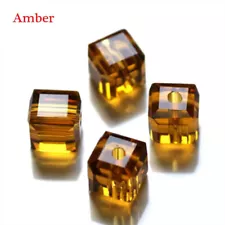 100Pcs 4mm Cube Crystal Glass Loose Beads For Jewelry DIY Making Spacer Bead